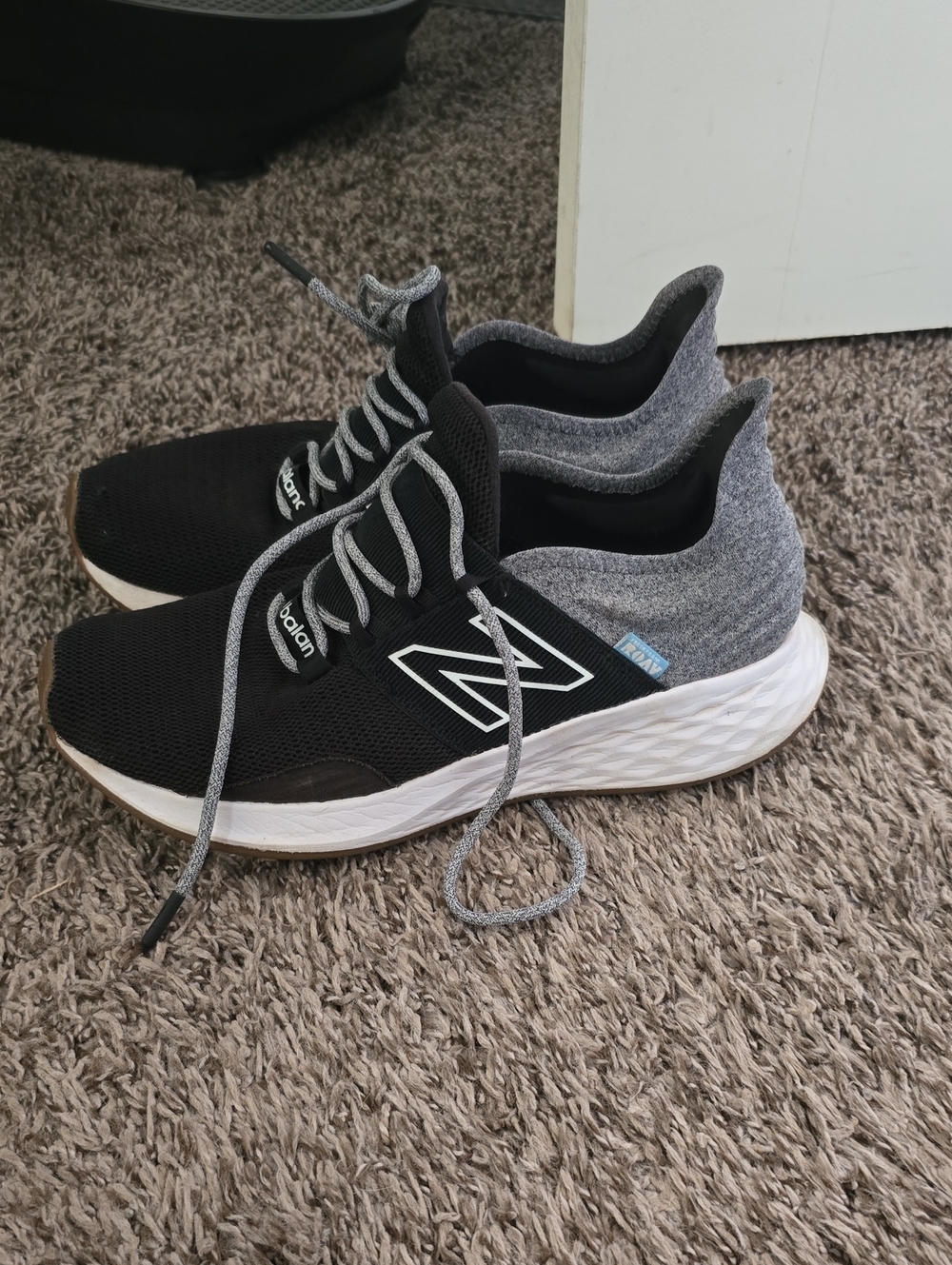 New Balance Black & Gray Knit Slip-On Running Shoes